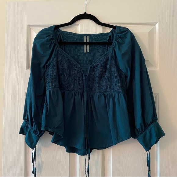 Gorgeous deep teal babydoll-esque blouse - Picture 1 of 5